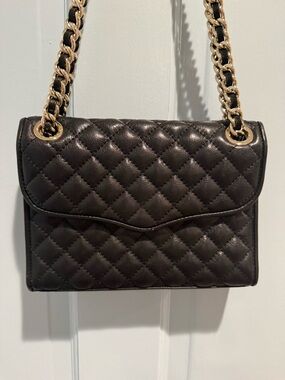 Rebecca Minkoff Quilted Black Crossbody with Gold Chain Strap